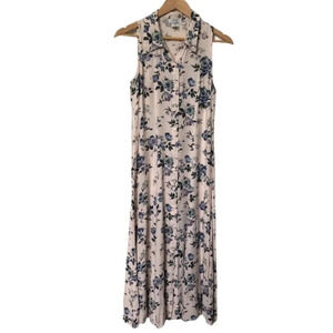 Vintage Joay California  Pink Floral Button Front Maxi Dress